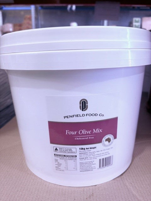 [olivemix-4WholeRU] 4 Mix Whole Olives in Brine (6kg NDW) 10kg Tub Penfields