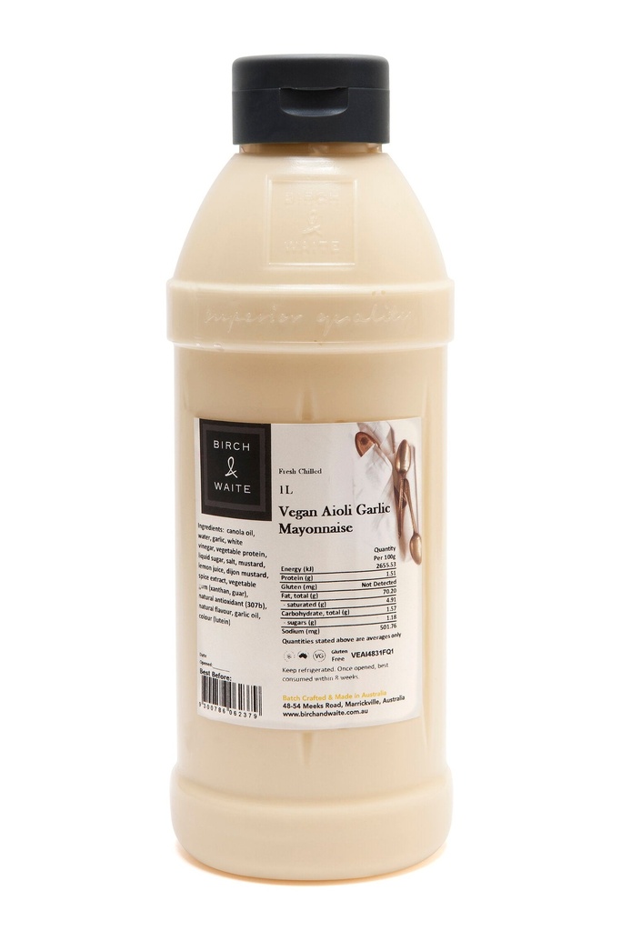 [mayo-AioliVeg1L] Aioli Garlic PLANT BASED 1L Bottle Birch & Waite
