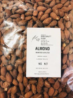 [nuts-AlmondRU] Almonds Roasted Unsalted 1kg Evoo QF (Pre Order)
