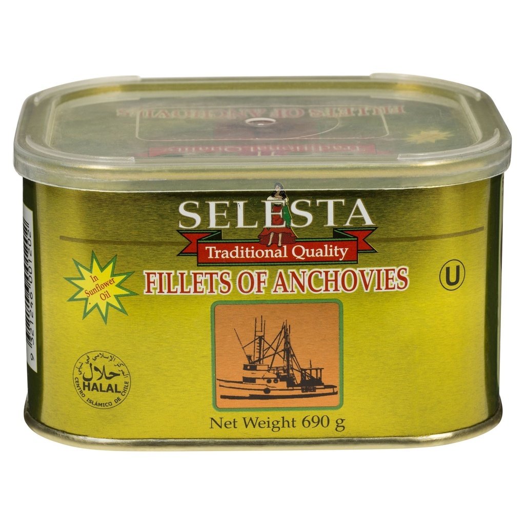 [anchovy-SEL] Anchovies Fillets Dark 690g Tins Selesta