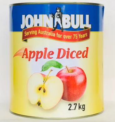 [apple-diced] Apple Diced in Syrup A9 Tin John Bull