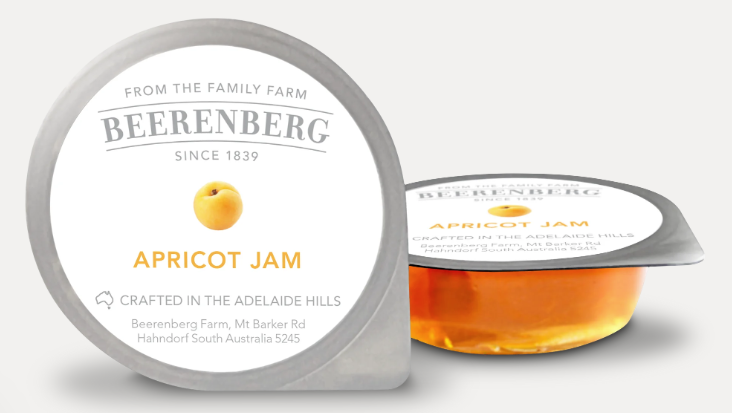 [jam-apricotPC14g] Apricot Jam Portion Control 120pc x 14g Beerenberg Australian Made