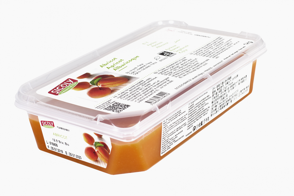 [puree-apricotSIC] Apricot Puree Unsweetened 1kg Frozen Tub Sicoly