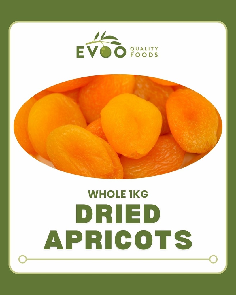 [apricot-DriedT] Apricots Whole Dried 1kg Bag Evoo QF