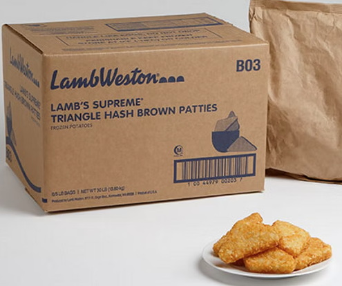 [hashb-triLW] Triangle Hash Browns Supreme 13.62kg CARTON Lamb Weston (Code 1051)