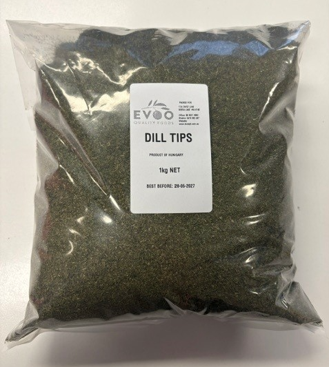 [dill-tips1kg] Dill Tips Dried 1kg Bag Evoo QF