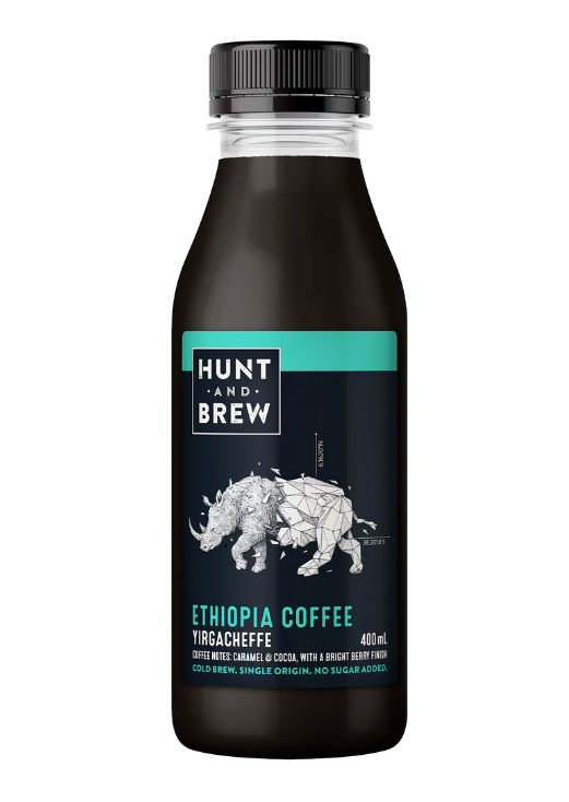 [coffee-ethiHB400] Ethiopia BLACK Cold Brew Coffee 8 x 400mL CARTON Hunt & Brew (Pre Order 3 Days)