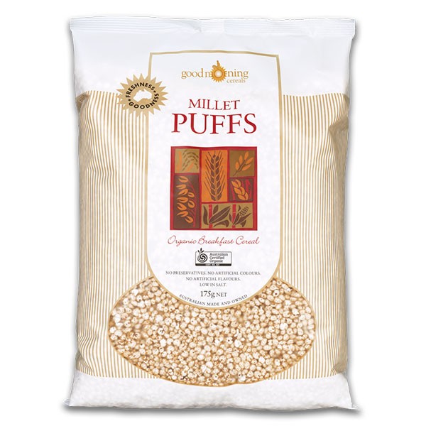 Millet Puffs 6 x 175g Carton Good Morning Cereals  (Pre Order 7 Days)