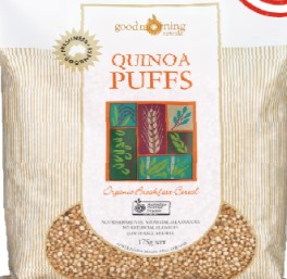 [quinoa-175gcarton] Quinoa Puffs 6 x 175g Carton Good Morning Cereals (Pre Order 7 days)