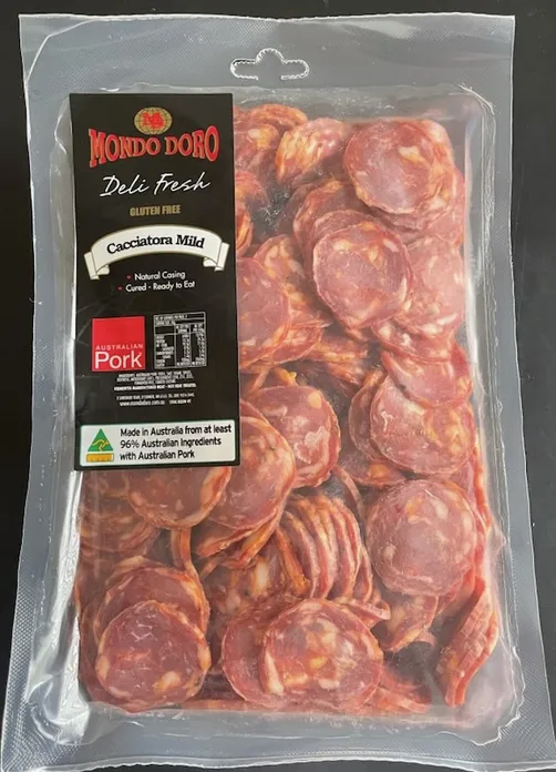 [cacciatore-sliced1kg] Cacciatore Mild Sliced GF 1kg Pkt Mondo Doro