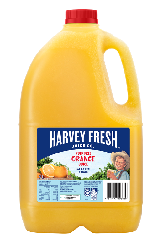 [orange-juiceHF3L] Orange Juice Pulp Free 3L Bottle Chilled Harvey Fresh
