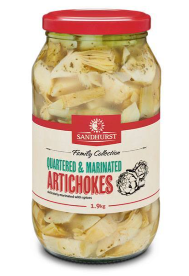 [artichoke-QtrMar] Artichokes Quartered Marinated 1.9kg Jar Sandhurst