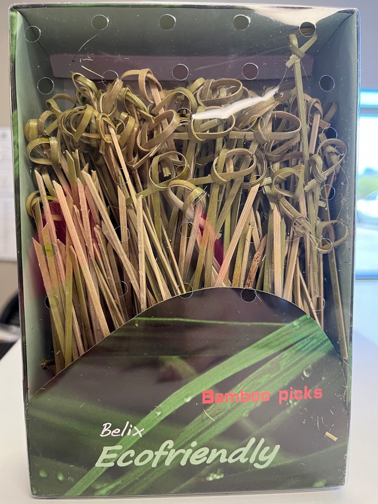 [skew-bam100] Bamboo Skewers Looped / Knots 100mm (250pk) Ecofriendly Belix
