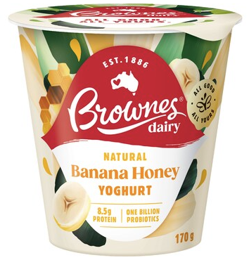 [yogh-BANH170] Banana Honey Yoghurt 10 x 170gm CARTON Brownes (Pre Order 3 days)