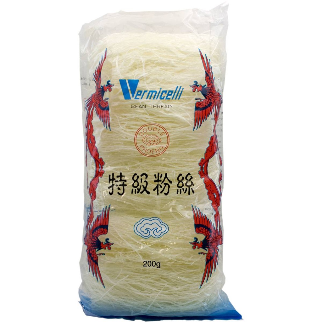 [noodle-vermBean200] Bean Vermicelli Noodle GF Vegan 200gm Double Phoenix