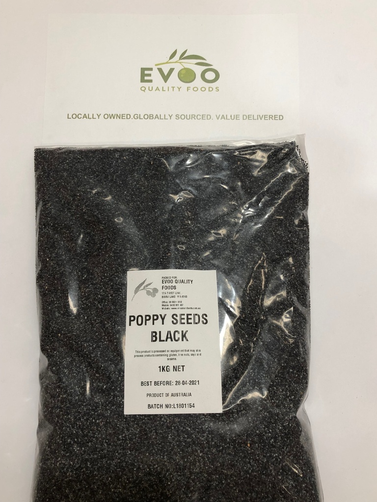 [poppy-seedsB] Black Poppy Seeds 1kg Bag Evoo QF
