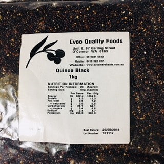 [quinoa-black] Black Quinoa 1kg Bag Evoo QF