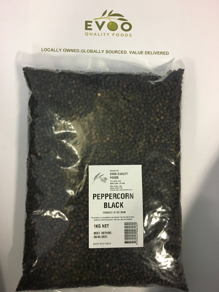 [pepperC-Black] Black Whole Peppercorn 1kg Evoo QF