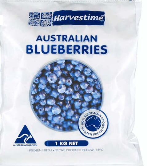 [berry-Blue] Blueberries Frozen 1kg Bag Harvestime