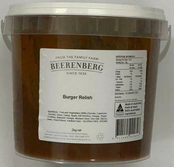 [relish-burgBB] Burger Relish 2kg Tub Beerenberg Australian Made