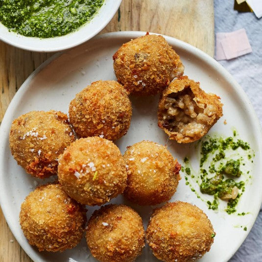 [mozzarella-cocktail2.2kg] COCKTAIL Arancini w/- Porcini Mushroom & Truffle Infused Mozzarella GF (30g each) 2.2kg Carton Frozen The Gluten Free Lab (Pre Order 3 Days)