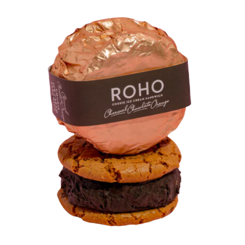 [charcoal-roho] Charcoal Chocolate Orange GF & DF Icecream Sandwich 175g x 64pcs Carton Frozen Roho (Pre order 5 days)