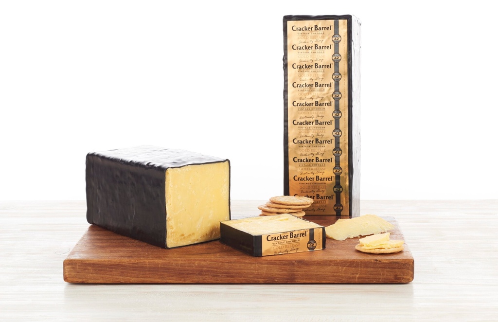 Cheddar Vintage Gold Release 2.4kg RW approx, Priced Per KG Cracker Barrel