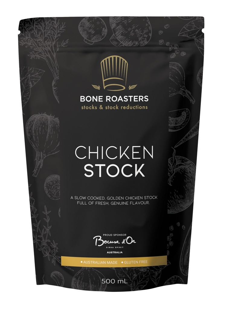 [stock-chicken500g] Chicken Stock GF 500ml Bone Roasters