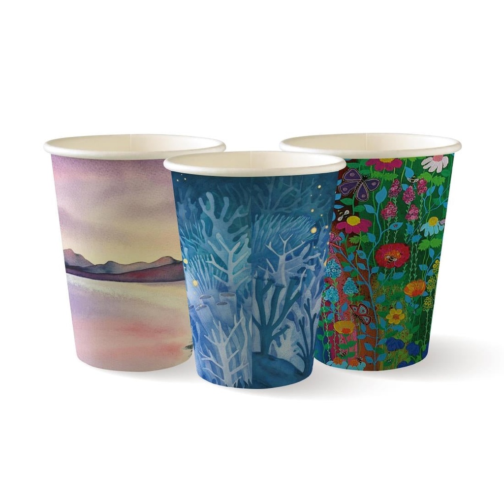 Coffee Cups 8oz Disposable Double Wall Art Series (500pk) Carton Earthpak
