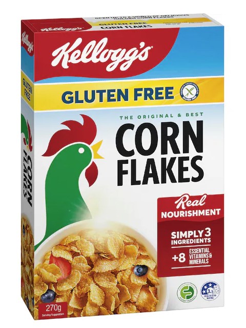 Corn Flakes GLUTEN FREE Cereal 270gm Box Kellogg's (Pre Order 2 days)