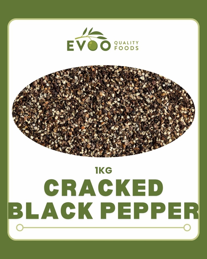 [pepper-CrackB] Cracked Black Pepper (Fine 16/24) 1kg Bag Evoo QF (2)