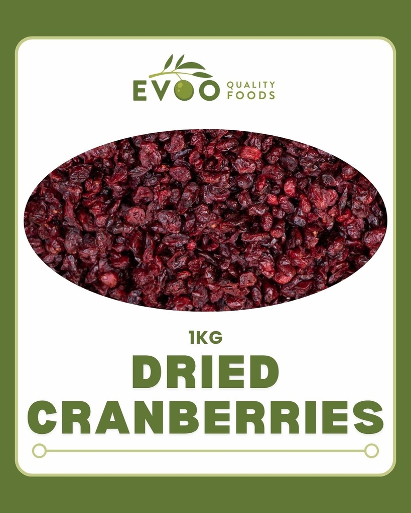 [berry-Cran] Cranberries Dried 1kg Bag EVOO QF