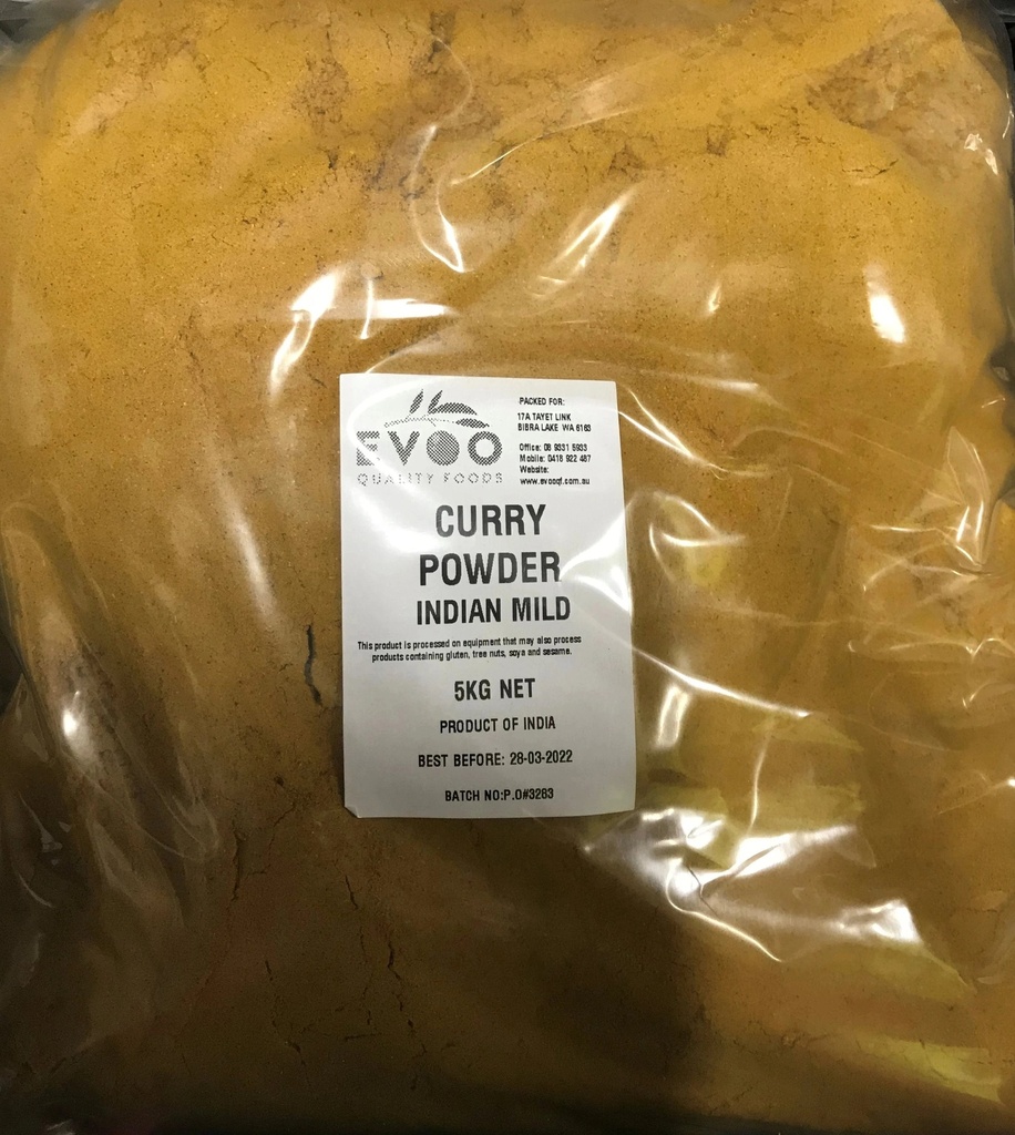 [curryP-5] Curry Powder Indian Mild 5kg bag Evoo QF