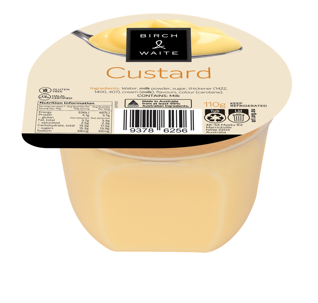 Custard Portions 30 x 110g Birch & Waite (7 Day Pre Order)