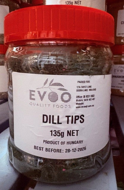 [dill-tips150g] Dill Dried (Tips) 135g Tub Evoo QF