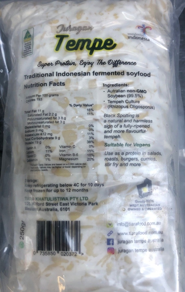 Fermented Soy Bean Tempe 250g Frozen Tiara