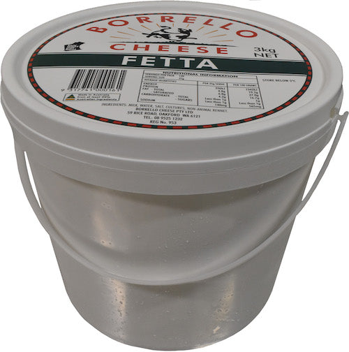 [feta-3kg] Feta Cheese 3kg Tub Borrello