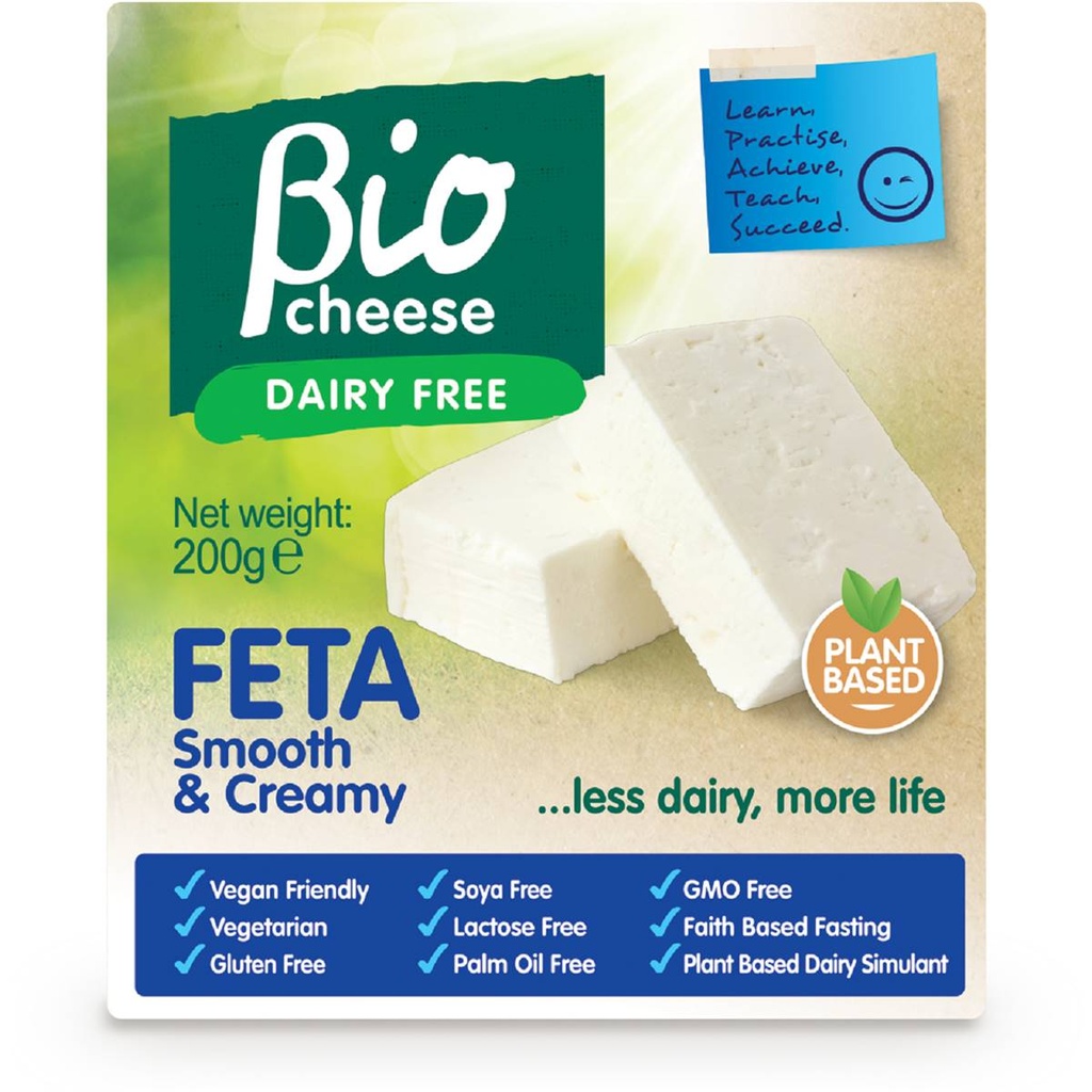 [feta-vegan-bio200g] Feta Dairy Free Alternative Vegan 200g Block Bio Cheese