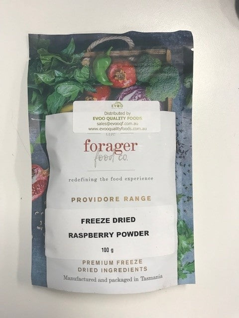 [rasp-powFD] Freeze Dried Raspberry Powder 100g Packet The Forager Food Co