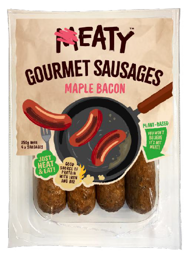 Gourmet Maple Bacon VEGAN Sausages 250g Pkt Eaty