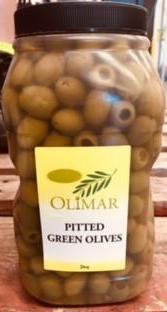 [olivepit-GPS2kg] Green Pitted Olives in Brine 2kg Olimar