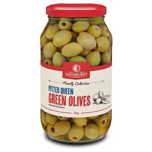 [olivepit-QueenSH] Green Pitted QUEEN Olives 2kg Sandhurst