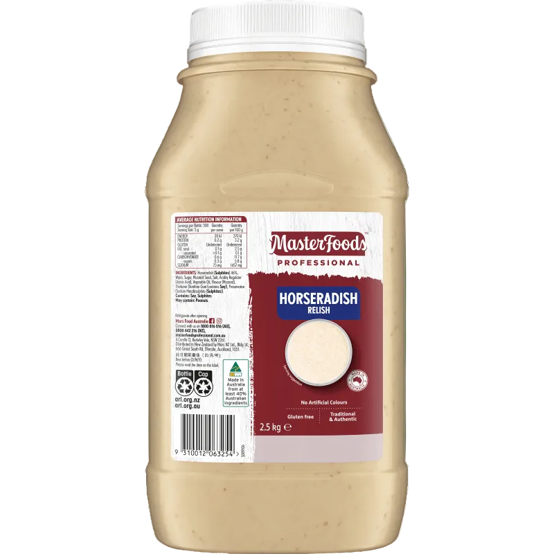 Horseradish Relish GF 2.5kg Bucket Masterfoods (D)
