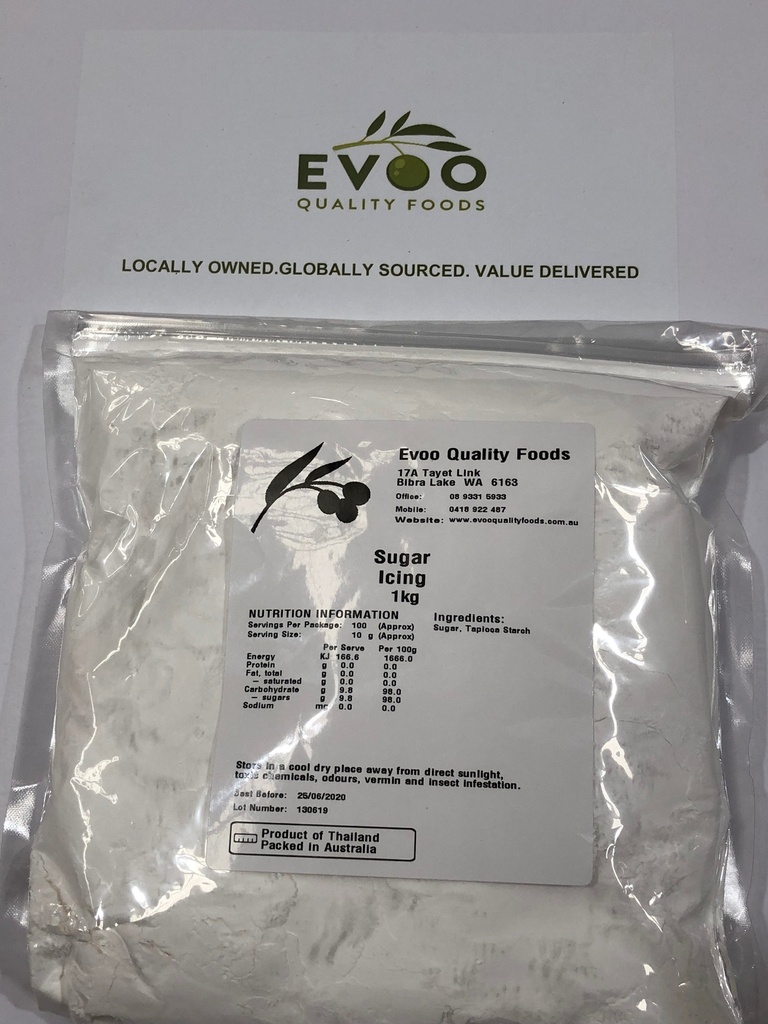 Icing Sugar GF 1kg Evoo QF