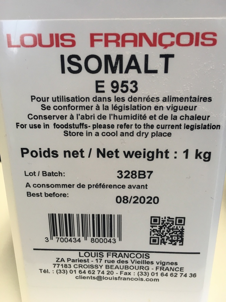 [isomalt-IOF] Isomalt 1kg Louis Francois (E953) (D)