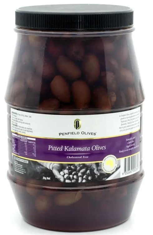 [kalamata-2kgPITTED] Kalamata Pitted Olives 2kg Jar Penfield Olives