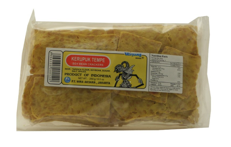 [wayang-soycrackers250] Kerupuk Tempe Soybean Crackers 250g Pkt Wayang