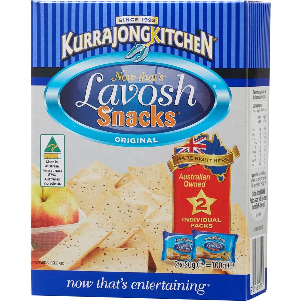 Lavosh Biscuits Original 145gm Pkt Kurranjong Kitchen (D)
