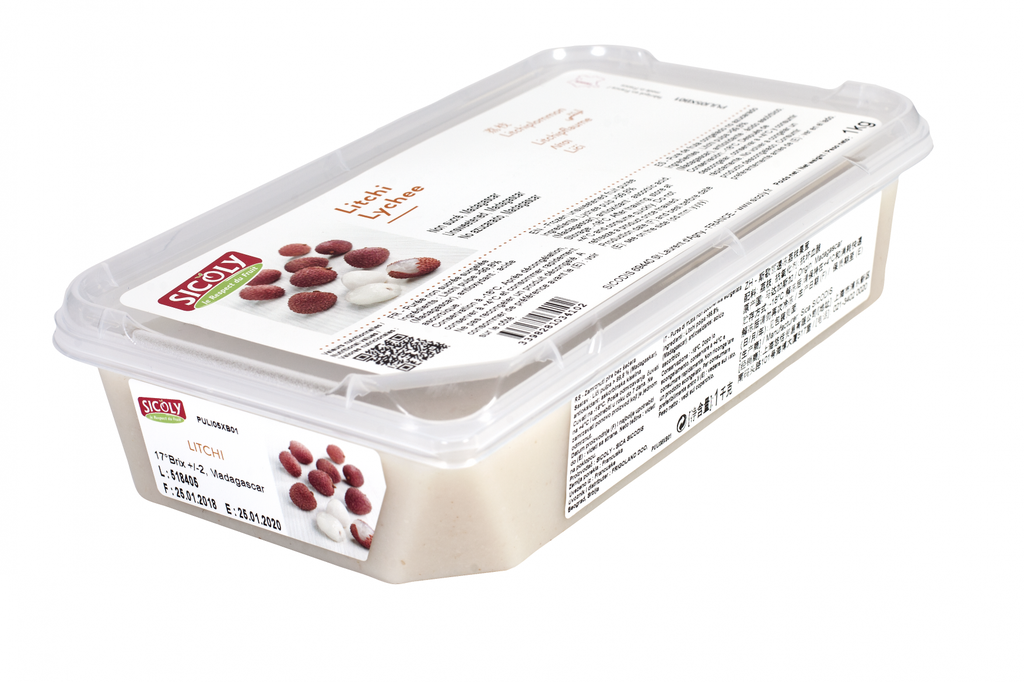 [puree-lycheeSIC] Lychee Puree Unsweetened 1kg Frozen Tub Sicoly