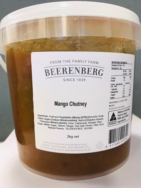 [chutney-mango2kg] Mango Chutney 2kg Tub Beerenberg Australian Made